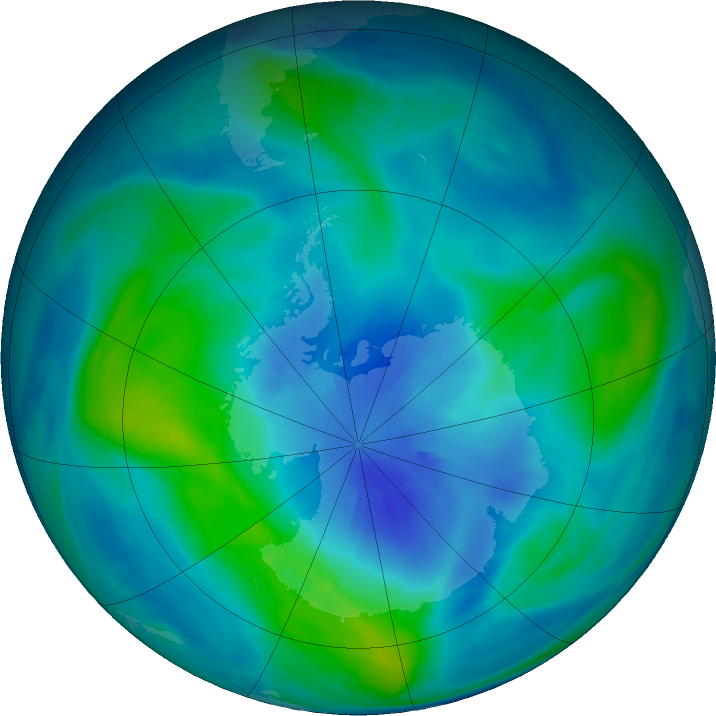 Antarctic ozone map for 24 March 2018